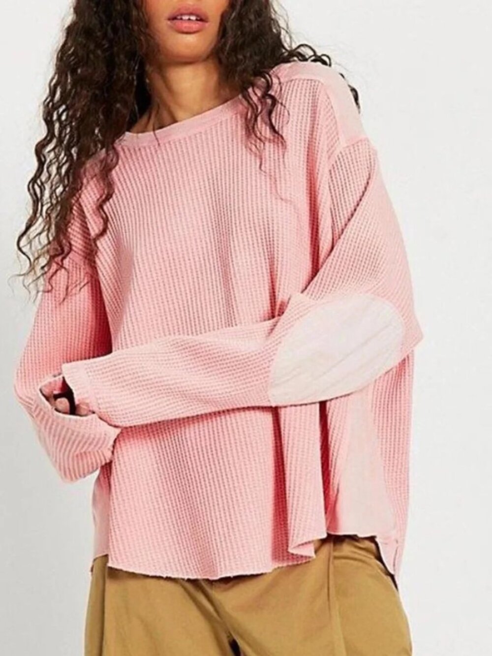 Free People FP One Blake Thermal Oversized Scoop Neck Long Sleeve Tunic Top M